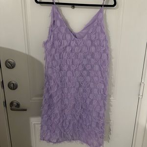 Purple feather shift dress